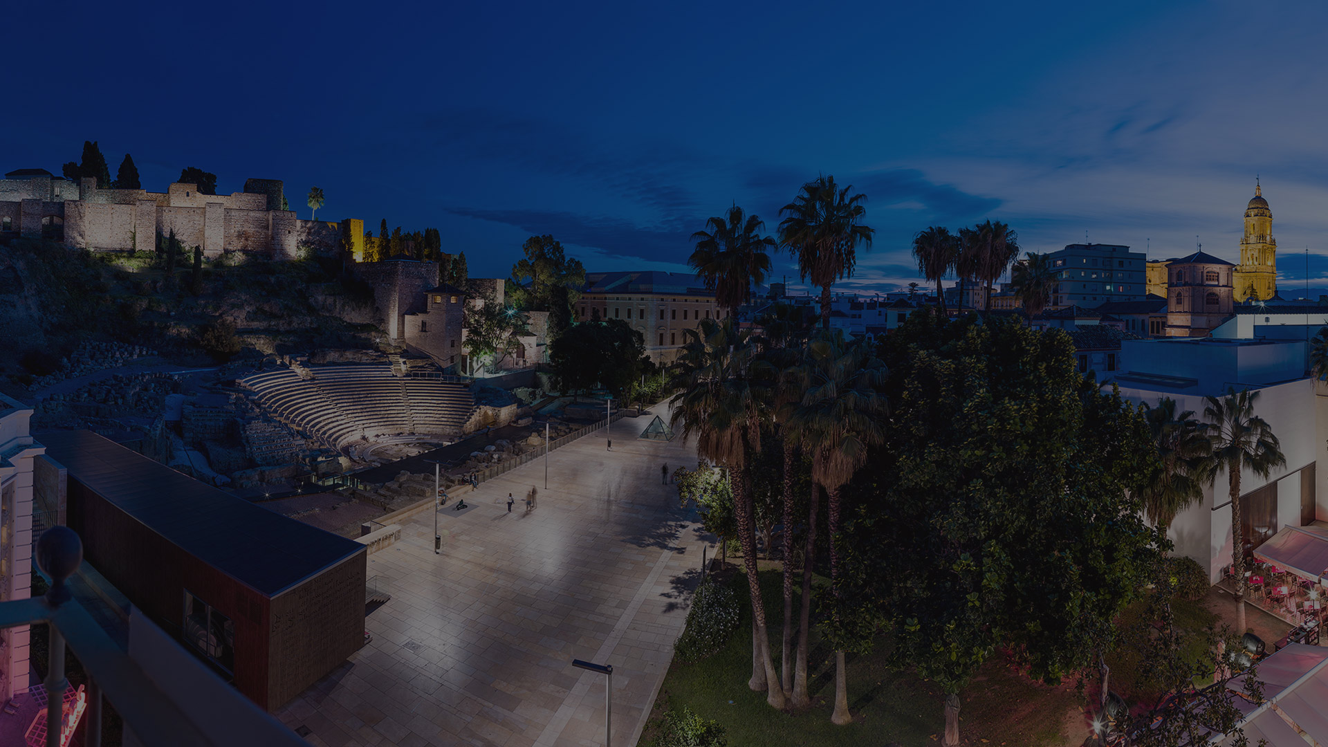 Vista nocturna de Málaga